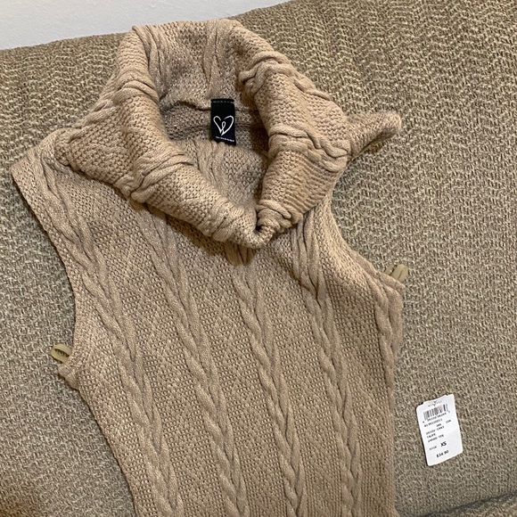 Windsor Tan Cable Knit Turtleneck Sweater Dress - Picture 3 of 3